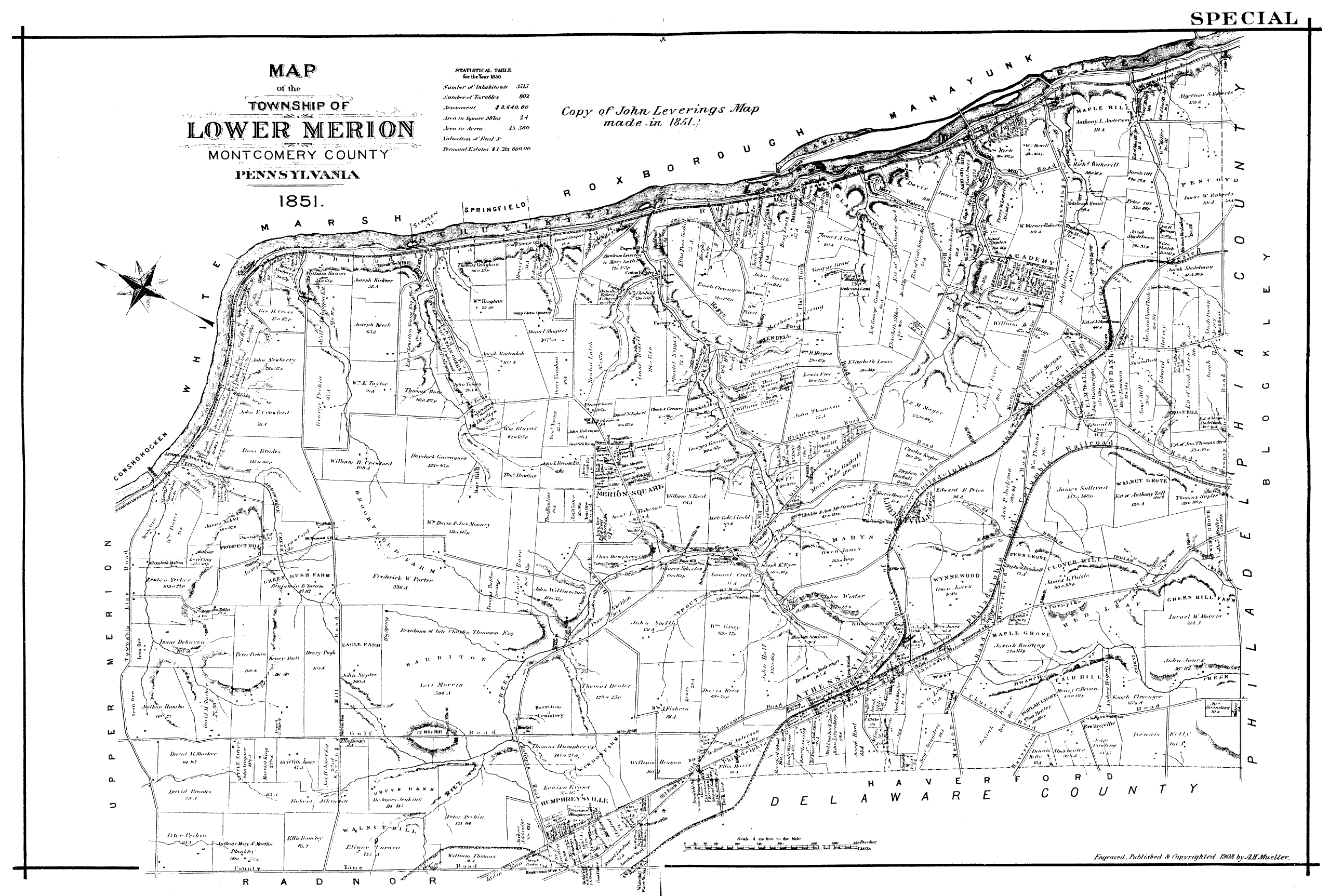 Home & Living Rare Lower Merion Township Property Map 1920 Antique Map